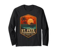 St Pete Clearwater Camicia Retro Sunset Gulf Coast Florida Maglia a Manica