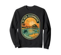 St Pete Clearwater Pier Camicia Retro Pesca Tramonto Florida Felpa