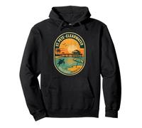 St Pete Clearwater Pier Camicia Retro Pesca Tramonto Florida Felpa con Cappuccio