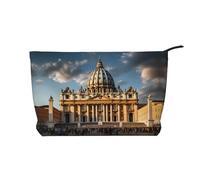 St Peter's Basilica - Borsa cosmetica da donna in velluto a coste, portafoglio portatile con cerniera, adatta per viaggi e conservazione quotidiana di cosmetici,