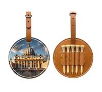 St Peter's Basilica Brown Golf Tee Storage Bag, multifunzionale Golf tee Storage Bag per gli uomini, durevole materiale PU