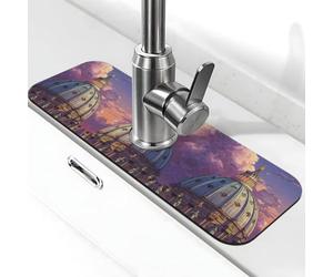 St Peters Basilica - Tappetino per rubinetto, in diatomite, 38 x 14 cm, colore: viola