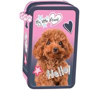 St Right Astuccio 3 scomparti con accessori | 43 pezzi | Astuccio XXL per ragazze | Design: My Little Friend - Best Dog Lover - Hello Pudel, Multicolore., Astuccio