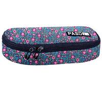 ST.Right Paso Fiori Jeans Astuccio Piatto Organizzato Portapenne Pochette Scuola per Ragazza Bambina Donna