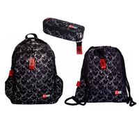 St.Right Roxie Cuffie Argento set Zaino Grande,Astuccio,Sacca Sport Borsa scuola