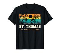 St. Thomas Isole USVI Retro Tramonto Spiaggia Maglietta