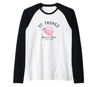 St. Tropez Beach Club French Riviera Vintage Logo Maglia con Maniche Raglan