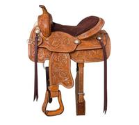 ST-WKS-040 - Sella in pelle occidentale da 20,3 cm, per bambini, con testiera, collare e redini
