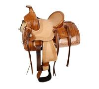 ST-WKS-047 - Sella in pelle occidentale da 20,3 cm, per bambini, con testiera, collare e redini