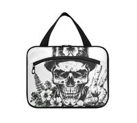 St Yeah - Borsa da barba da uomo con teschio, da viaggio, con gancio, graziosa borsa da viaggio per accessori essenziali da viaggio per profumo, L