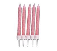 ST910157 St„dter - Decorazione per torte - Set di 10 candele con appoggio - Rosso rosa ca. 7,5 cm