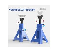 StÃ¼tzbock 3 T Set di 2 Altezza da 385 a 600 mm Con Sicurtza Incl. Spint per Veicoli e Garage Blu