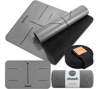 STAASH Set di tappetini da yoga premium - antiscivolo in PU e gomma naturale (4,5 mm) - Include asciugamano da yoga, cinghia e ginocchiera - extra largo e lungo - durevole e qualità da studio per uomo