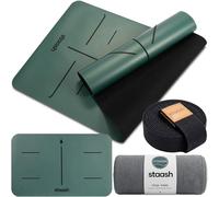 STAASH Set di tappetini da yoga premium - antiscivolo in PU e gomma naturale (4,5 mm) - Include asciugamano da yoga, cinghia e ginocchiera - extra largo e lungo - durevole e qualità da studio per uomo