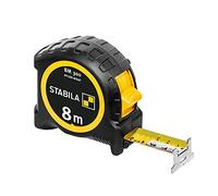 Stabila Bm 300 - Metro a Nastro Tascabile, 8 m, Scala Mca a Due Lati, Infrangibile, in Pc/Abs, con Ganci e Clip da Cintura