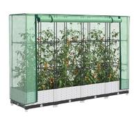Stabile aiuola rialzata con funzione serra e ventilazione in effetto rattan per esterni e versatile aiuola con serra per piante, verdura, erbe