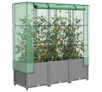 Stabile aiuola rialzata con serra effetto rattan per esterni e versatile aiuola per verdure, erbe e fiori, con ventilazione