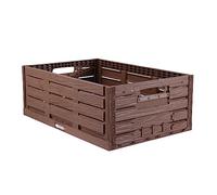 Stabile scatola pieghevole con design in legno, 60 x 40 x 21,8 cm (lunghezza x larghezza x altezza), cestino per la spesa pieghevole da 45 l, robusta cassetta pieghevole - cassetta per verdure e
