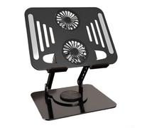 Stabile supporto per laptop in metallo con rotazione a 360 gradi e ventola di raffreddamento per una migliore postura e riduzione della limitazione termica (nero)
