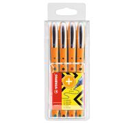 Rollerball - STABILO worker+ Medium - Wallet of 4 - Assorted Colours Medium gree