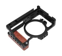 Stabilizzatore della Gabbia della Fotocamera, Rig Video in Lega di Alluminio con Manico in Legno, Supporto per Scarpe Fredda per ZV 1 II ZV 1F, Fori Filettati Multipli da 1/4