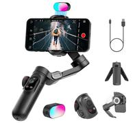 Stabilizzatore gimbal per smartphone,luce LED schermo OLED 3 assi gimbal,controllo dei gesti,rilevamento del volto,ricarica magnetica,stabilizzatore gimbal per Android e iPhone -AOCHUAN Smart XPro