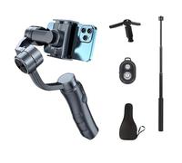 Stabilizzatore Smartphone，Compatibile Con Iphone e Telefoni Android,Dotato Di Treppiede Integrato,Stabilizzatore Per Smartphone a Tre Assi,Guida Per Le Riprese,Autonomia Di 10 Ore