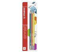 Stabilo 160 - Matita in Grafite - con gommino - Pack da 3 - Petrolio/Arancione/Giallo - Gradazione HB
