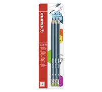 STABILO 160 - Matita in Grafite - con gommino - Pack da 3 - Petrolio - Gradazione HB