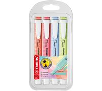 evidenziatore swing cool pastel - punta scalpello - tratto 1 - 4 mm - colori assortiti - stabilo - astuccio 4 pezzi