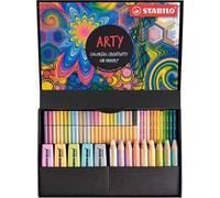 STABILO ARTY - 5 evidenziatori, 9 matitoni colorati Multi-Funzione, 12 matite acquarellabili, 12 pennarelli, 12 fineliner