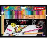 Fineliner + Premium Fibre-Tip Pen - STABILO point 88 + Pen 68 - ARTY - Pack of 3