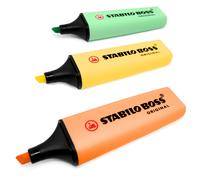 STABILO BOSS Evidenziatori Originali Pastel Pesca, Giallo, Menta Confezione Da 3