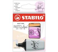 Stabilo Boss Mini Pastellove Confezione da 3 Pennarelli Fluorescenti - Linea tra 2 e 5 mm - Inchiostro a Base Acqua - Anti-essiccazione - Colori Fucsia Arancione e Grigio