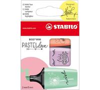 STABILO BOSS MINI Pastellove - Evidenziatore - Astuccio da 3 - Rosa Pesca/Verde Menta/Glicine