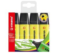 Stabolo Boss 70 Confezione da 4 pennarelli fluorescenti - corsa tra 2 e 5 mm - ricaricabile - inkjet base acqua - colore giallo