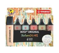Evidenziatori Stabilo Boss NatureColors, tratto 2 + 5 mm, colori assortiti, Stabilo, astuccio 6 pezzi - 70/6-2-2