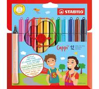STABILO Cappi Fibre-Tip Penna Con Cap-Ring 12 IN Confezione 1 Tappo Anello Misti