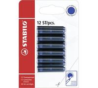 STABILO - Cartuccia per Penna Roller/Stilografica - Refill | Confezione da 12 pezzi, cancellabili, blu