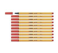 STABILO Fineliner Point 88 789145 - Punta 0,4 mm Rosso - Confezione da 10