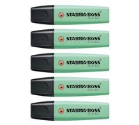 STABILO Confezione da 5 evidenziatori BOSS ORIGINAL pastello punta smussata 2-5 mm, colore: Verde pastello