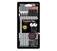 Stabilo Creative Tips - Set di punte multiple - ARTY - Astuccio da 10 - Nero & Grigio