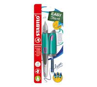 STABILO EASYbirdy - Penna Stilografica Ergonomica - Rosa/Turchese - per Destrimani - Punta Principiante - Cartuccia Blu inclusa