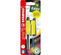 STABILO EASYbuddy NEON - Penna Stilografica Ergonomica per Bambini - Giallo NEON - Punta Standard - Cartuccia Blu inclusa