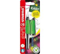 STABILO EASYbuddy NEON - Penna Stilografica Ergonomica per Bambini - Verde NEON - Punta Standard - Cartuccia Blu inclusa