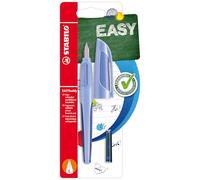 STABILO EASYbuddy - Penna Stilografica Ergonomica per bambini - in Azzurro Nuvola - Punta Mancini - Cartuccia Blu inclusa