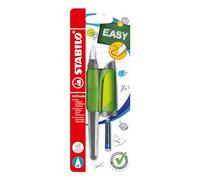 STABILO EASYbuddy - Penna Stilografica Ergonomica per bambini - Lime/Verde - Punta Standard - Cartuccia Blu inclusa
