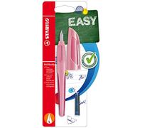 STABILO EASYbuddy - Penna Stilografica Ergonomica per bambini - in Rosa Antico - Punta Mancini - Cartuccia Blu inclusa