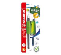 STABILO EASYbuddy - Penna Stilografica Ergonomica per Bambini - Lime/Verde - Punta Mancini - Cartuccia Blu inclusa
