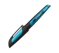 STABILO EASYbuddy - Penna Stilografica Ergonomica per Bambini - Nero/Azzurro - Punta Mancini - Cartuccia Blu inclusa